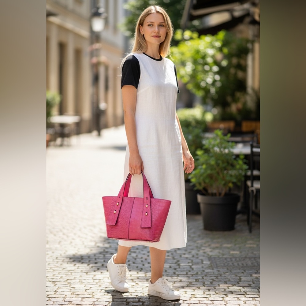 Kate Landry Pink Textured Faux Leather Mini Tote